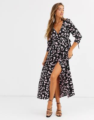 robe longue imprime leopard