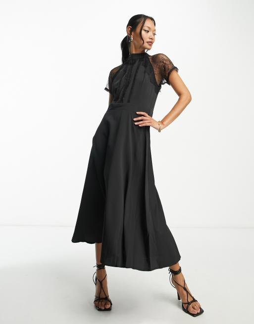 Liquorish - Robe mi-longue trapèze avec détail en dentelle, 4 de 4
