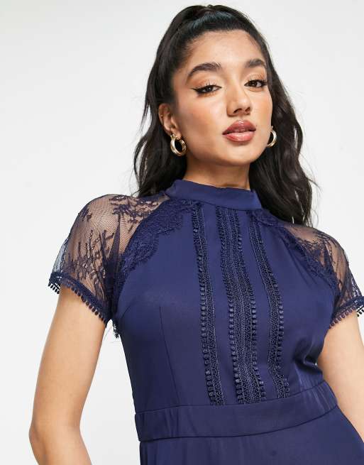 Asos robe clearance bleu marine dentelle