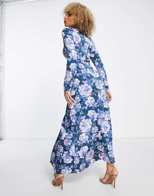 NAVY BLUE FLORAL PATTERN MODEST SWIMWEAR – AWRAH CLOTHING