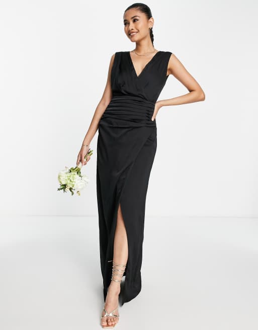 Black evening best sale wrap dress