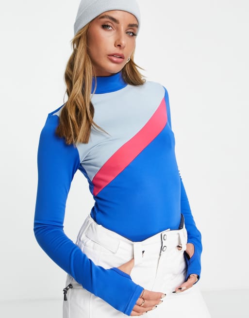 Liquorish – SKI – Baselayer-Oberteil in Blau mit Kontrastdesign