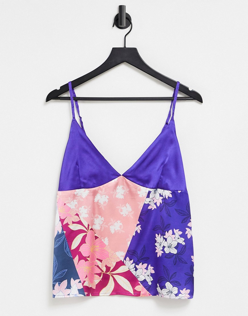 Liquorish sleepwear cami in patchwork floral print-Multi
