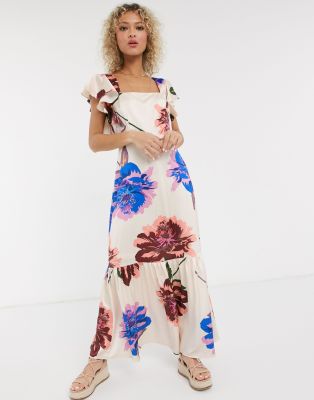 bloom on ivory floral print maxi dress