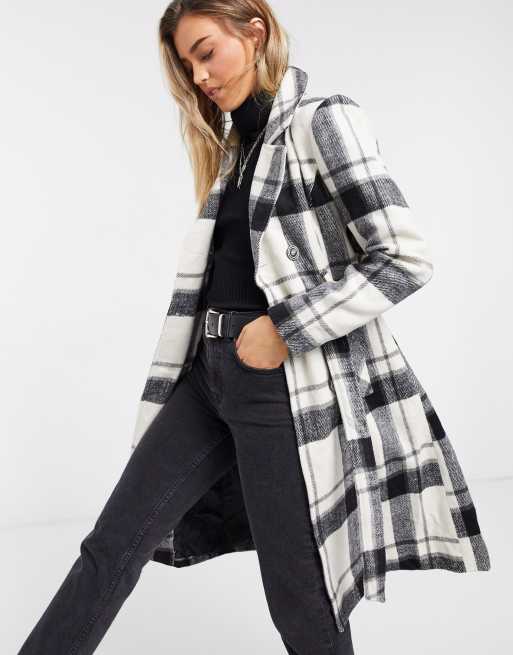 White on sale checked coat