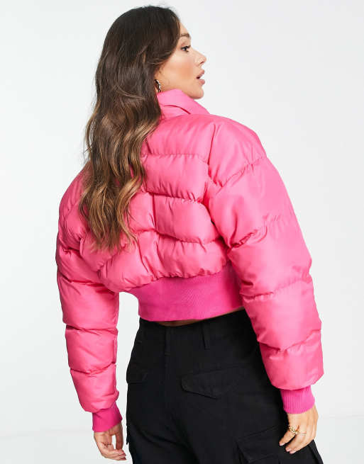 Can't Be Beat Cropped Puffer Jacket Pink, Crop Hooded Puffer Jacket