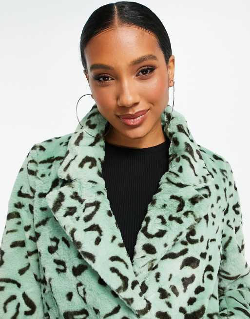 Green animal shop print coat