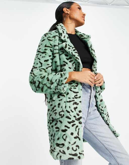 Green leopard outlet print coat