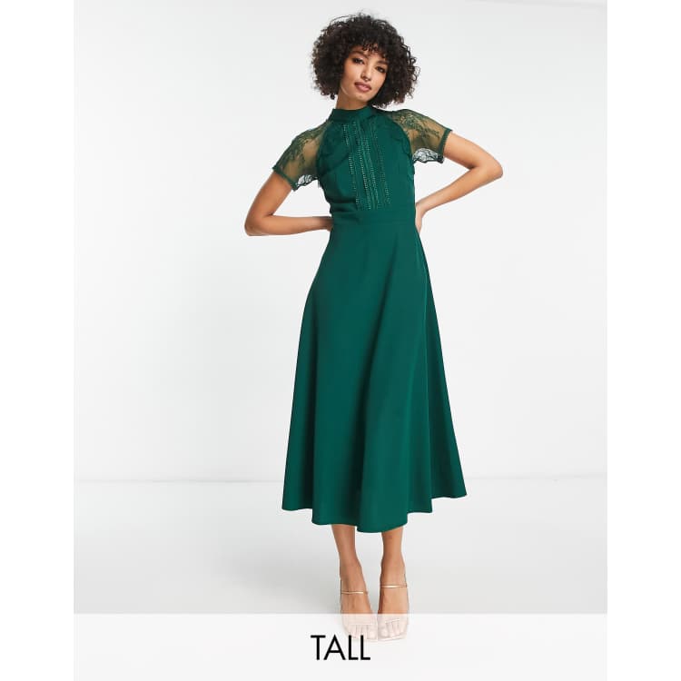 Walk The Line Midi Dress Green