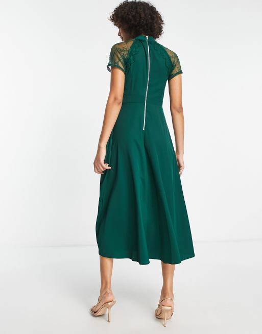 Liquorish Tall a line midi dress in emerald