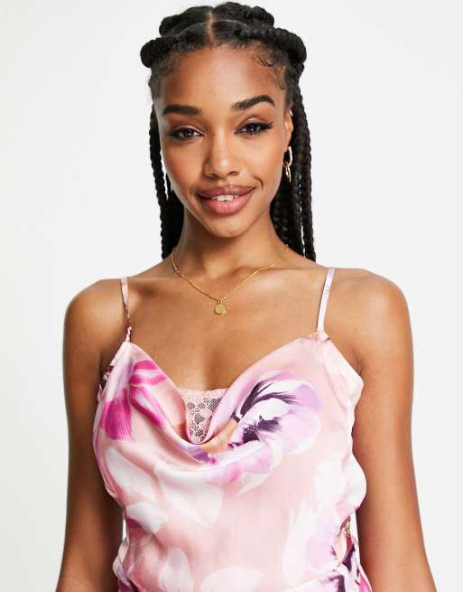 Miss Selfridge satin slip dress in light pink