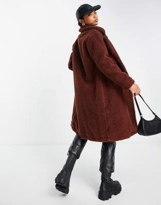 asos brown teddy coat