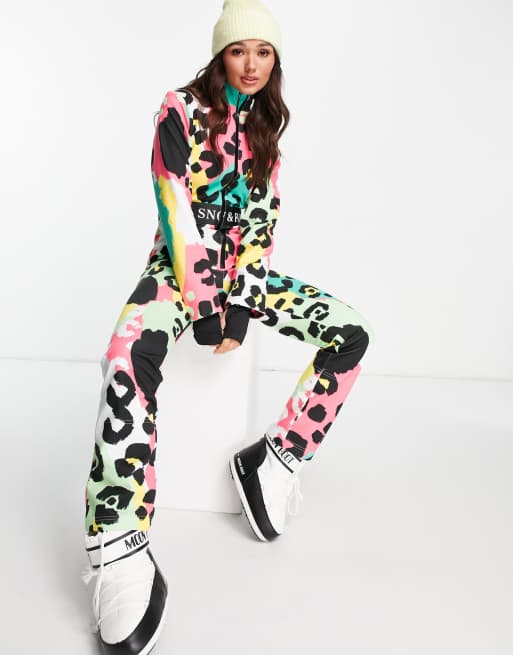 Liquorish - Tuta da sci impermeabile con stampa animalier multicolore