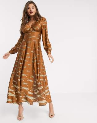 Liquorish – Wickel-Maxikleid mit Gepardenmuster | ASOS