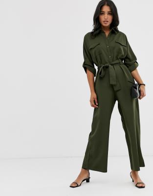 khaki wide leg jumpsuit