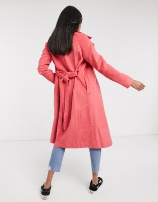 pink wrap coat