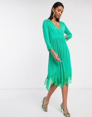 wrap dress with pleated skirt