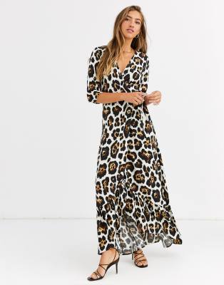 leopard print maxi wrap dress