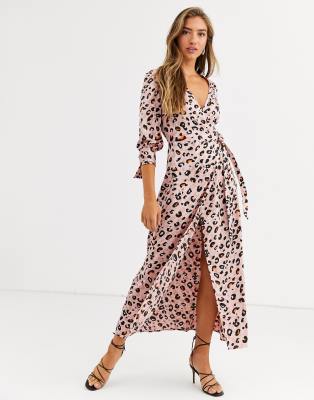 asos pink leopard dress