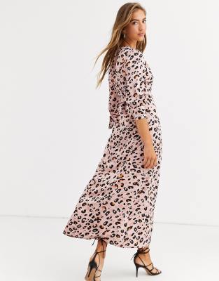 asos pink leopard dress