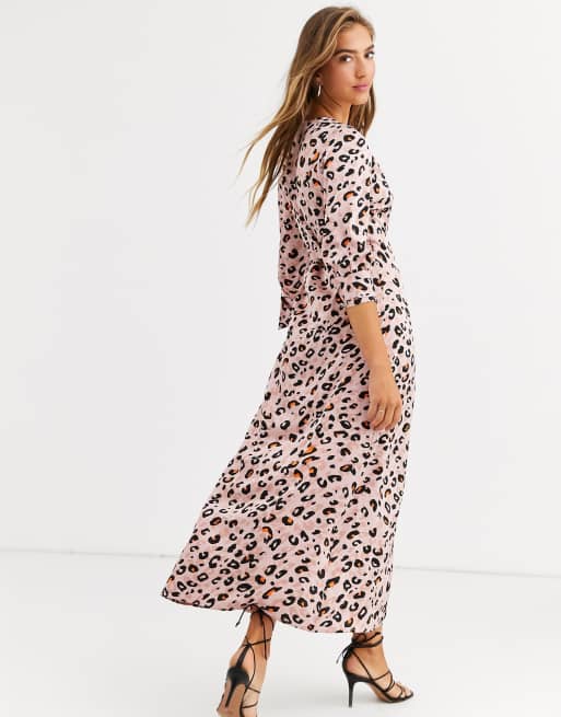 Pink animal hot sale print maxi dress