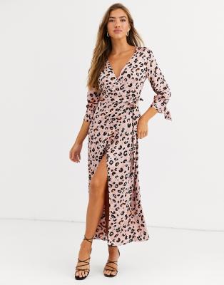 pink animal print maxi dress