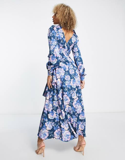 Crepe maxi dress with on sale sleeves