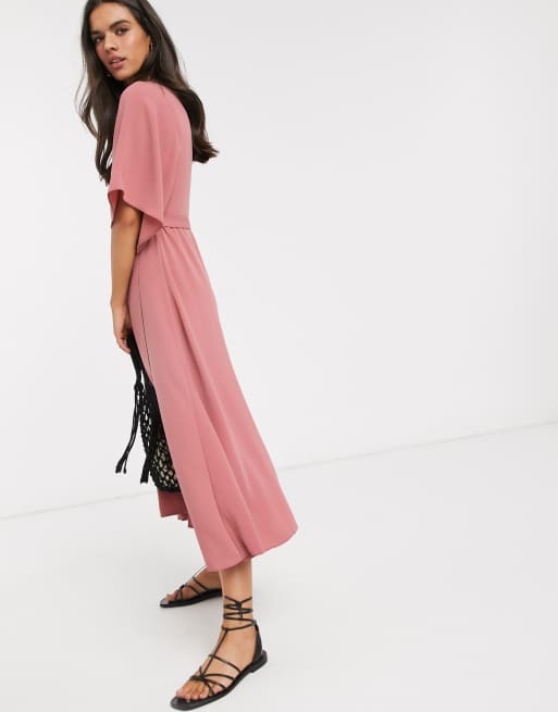 Dusty pink store wrap dress