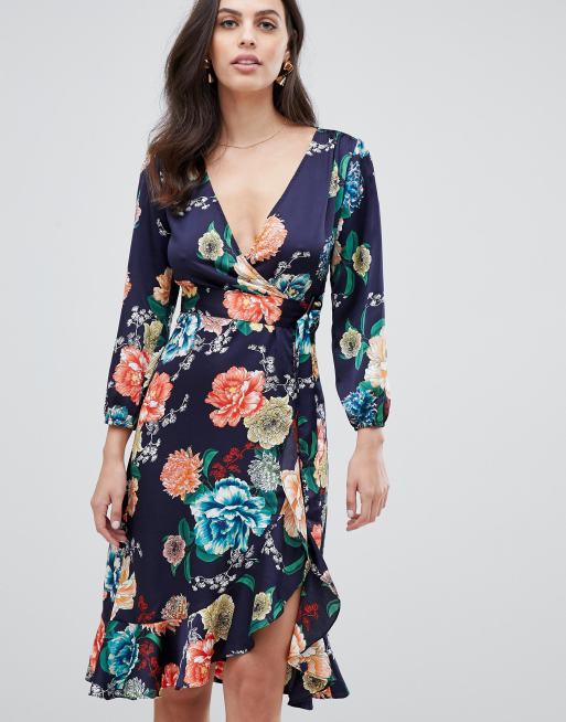 Liquorish wrap midi dress in floral print | ASOS