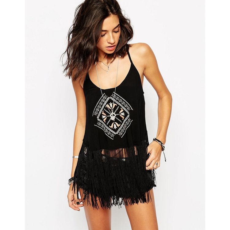 Lira Tank Top With Festival Embroidery & Fringe Detail | ASOS