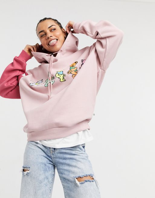 Litte Sunny Bite oversized hoodie with grateful dead dancing bear graphic