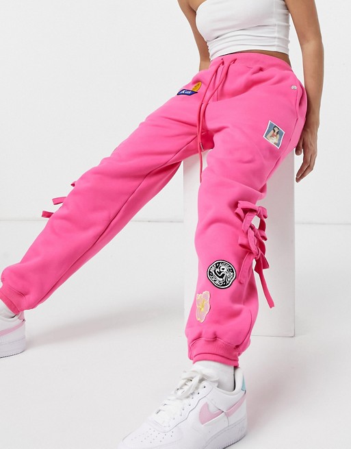 Litte Sunny Bite oversized joggers with badges co-ord
