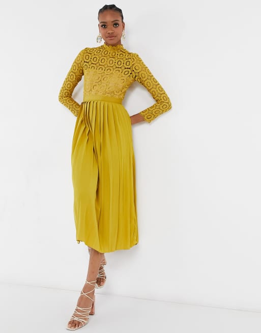 Lace mustard yellow outlet skirt