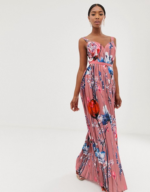 Little Mistress all over printed maxi dress in multi