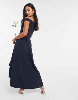 bardot navy bridesmaid dress