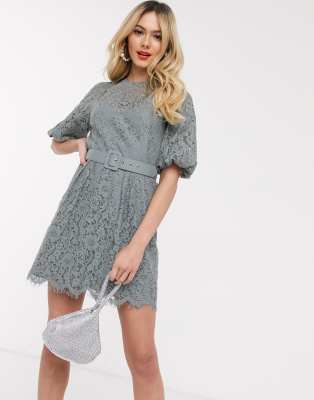 belted lace dress