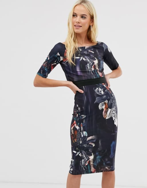 Little Mistress – Bleistiftkleid in Midilänge mit 3/4-langen Ärmeln und Blumenmuster, 4 von 4