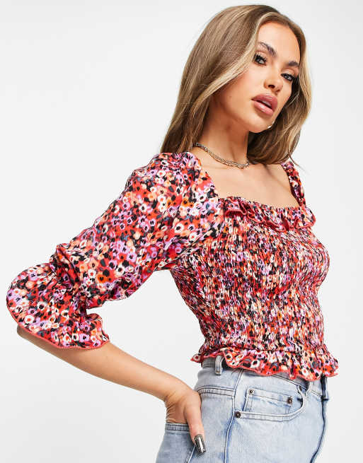 Little Mistress - Blusa arricciata con stampa a fiori 
