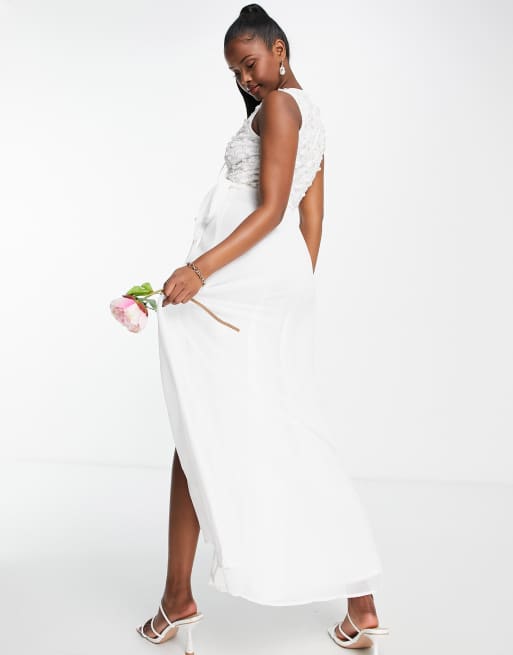 Little Mistress Bridal embellished maxi dress in ivory ASOS