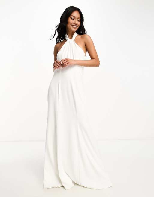 Ivory halter neck outlet dress