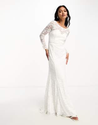 Little Mistress Bridal lace detail maxi dress with bow back in ivory - ASOS Price Checker