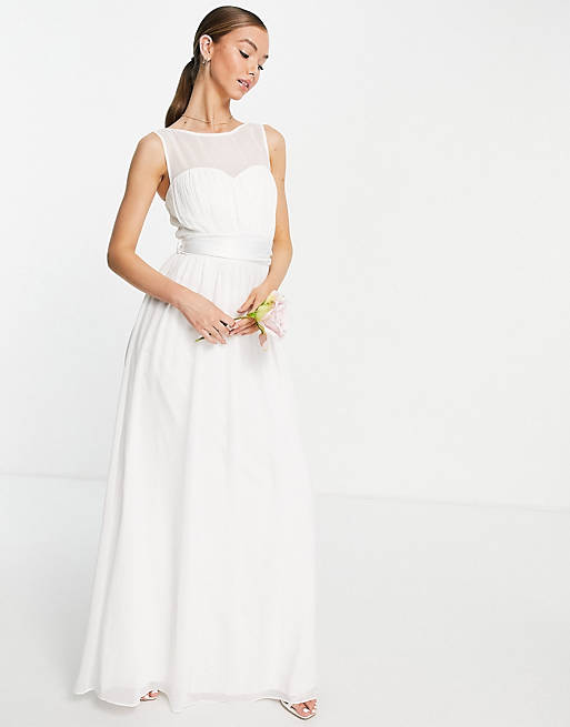 Little Mistress Bridal structured maxi dress in white