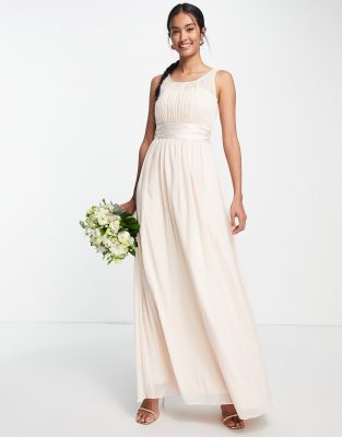 Little Mistress Bridesmaid chiffon maxi dress in blush - view 1