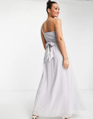Little Mistress Bridesmaid chiffon maxi dress in grey | ASOS