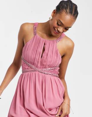 little mistress pink maxi dress