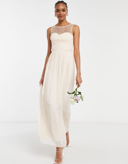 Little Mistress Bridesmaid chiffon maxi dress with pearl