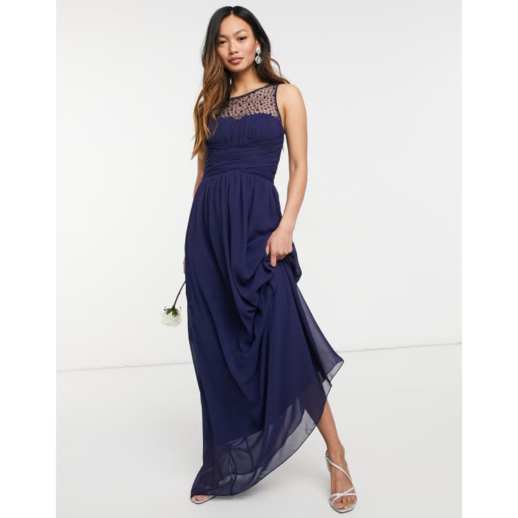 little mistress navy maxi dress Navy Gathered Strap Midaxi Dress for Effortless Style