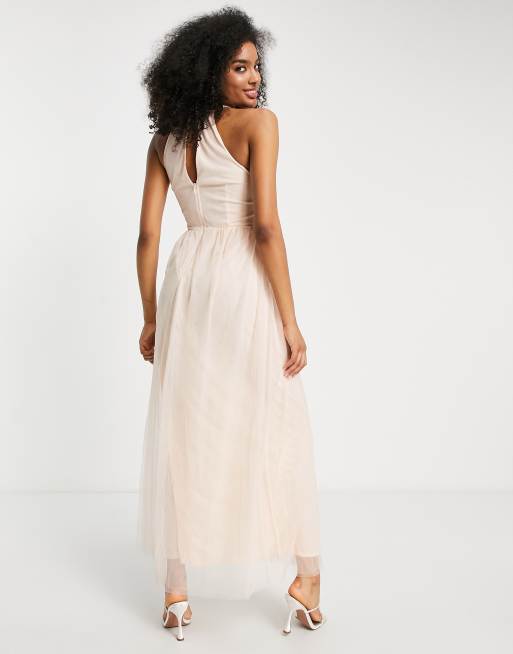 Little mistress pink on sale tulle maxi dress