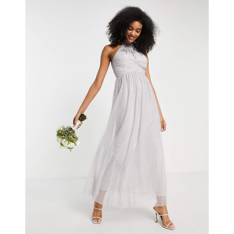 Grey embellished hotsell bridesmaid dress