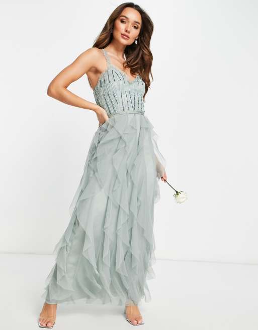 Ruffled 2025 mesh gown